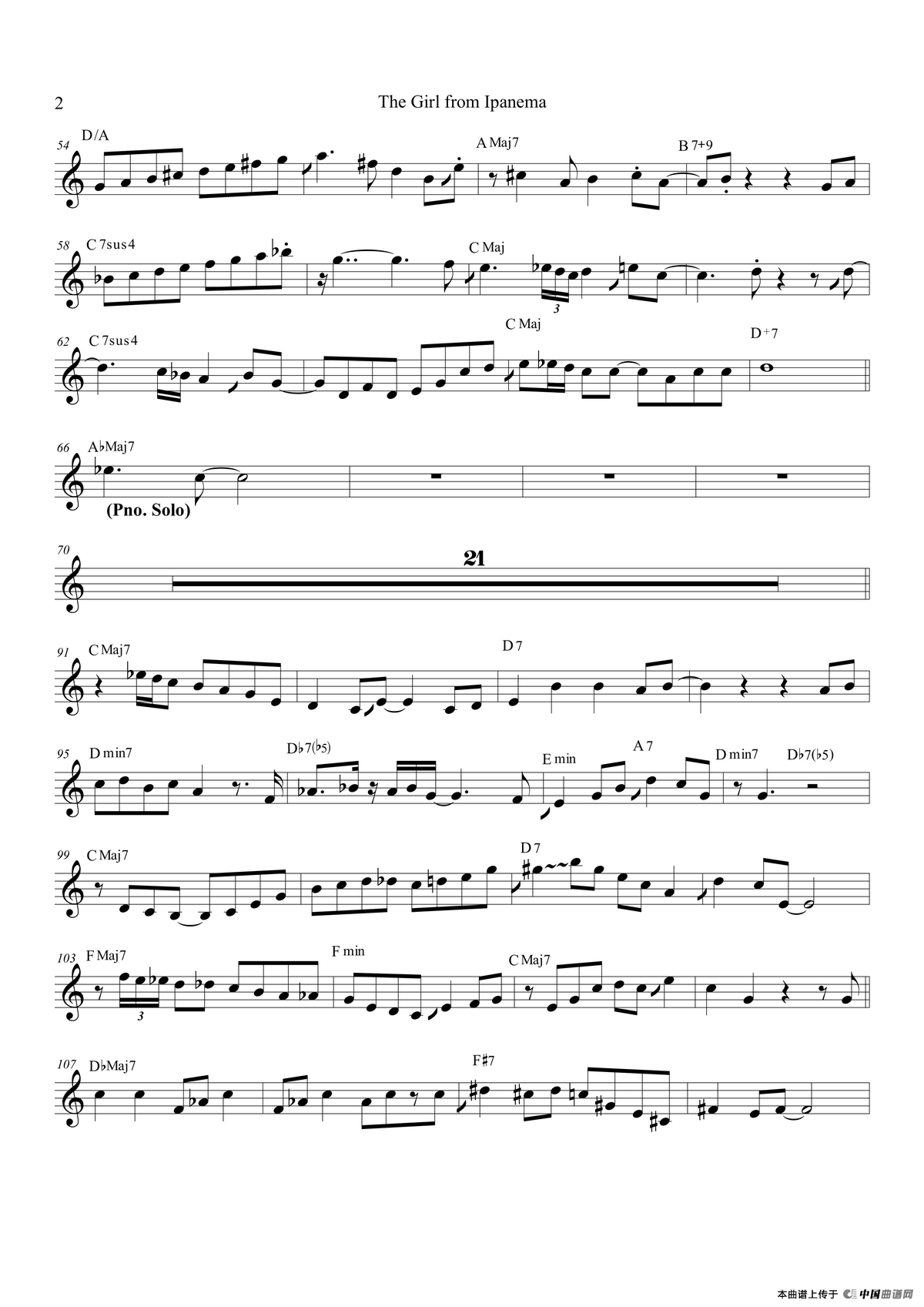 The Girl FromIpanema（中音萨克斯）