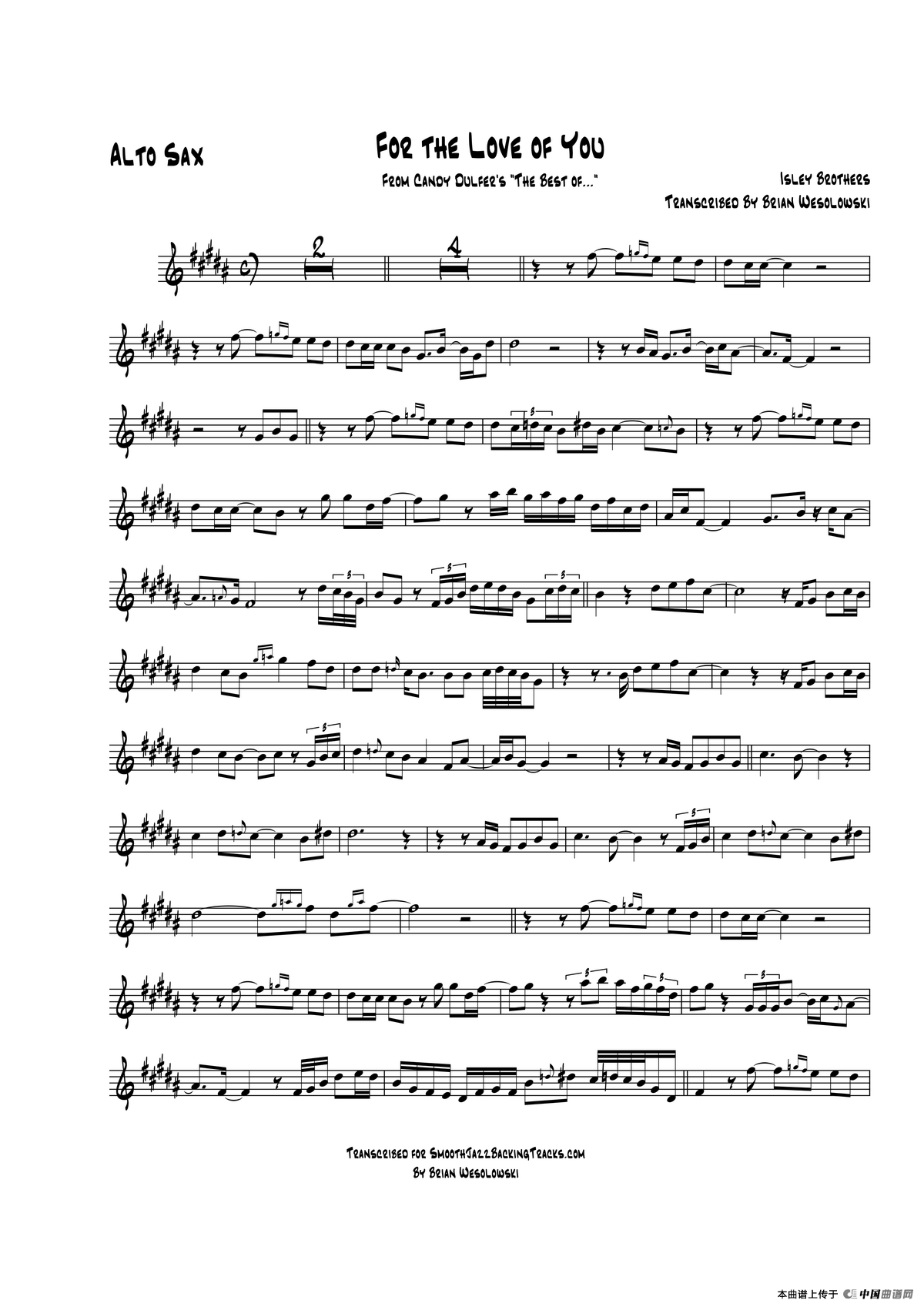 For The Love Of You（中音萨克斯）