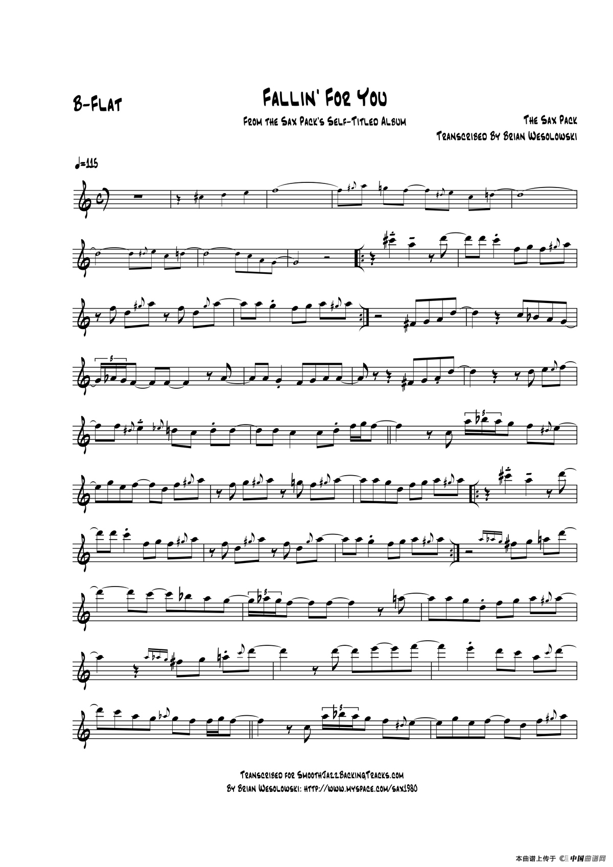 Fallin For You（次中音萨克斯）