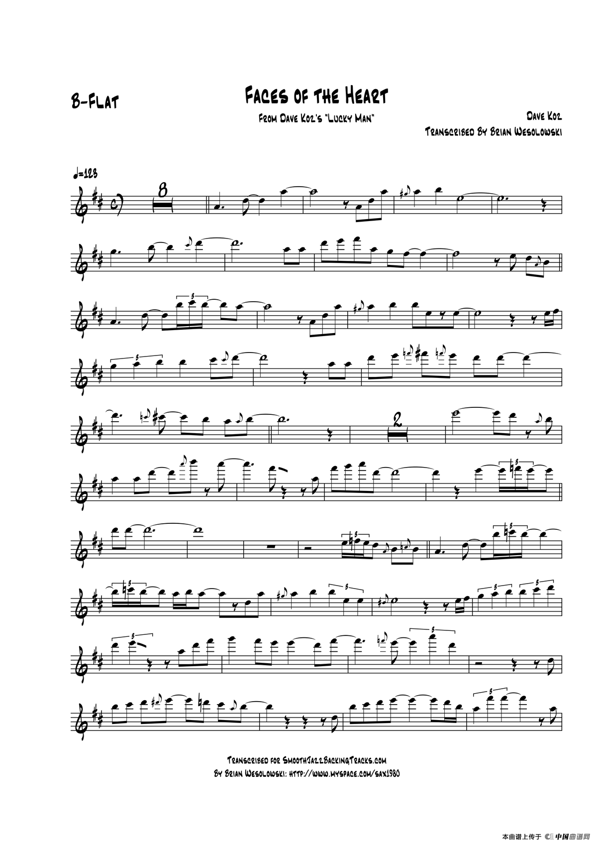 Faces Of he Heart（次中音萨克斯 baryton 上低音萨克斯）