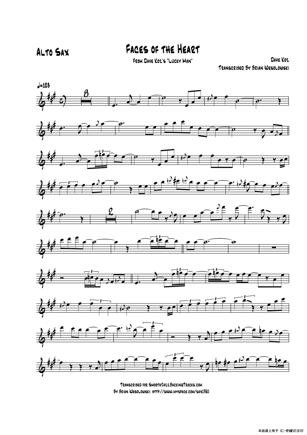 Faces Of The Heart（中音萨克斯）