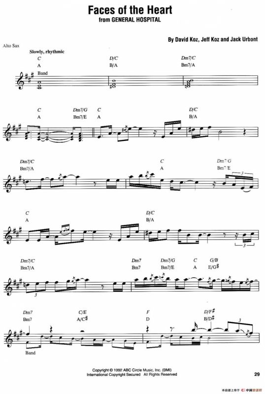 Faces Of The Heart（中音萨克斯）