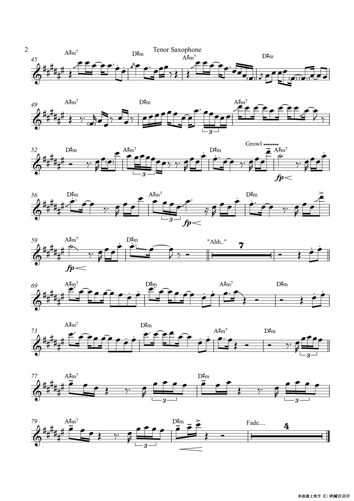 Easy Come Easy Go（次中音萨克斯）