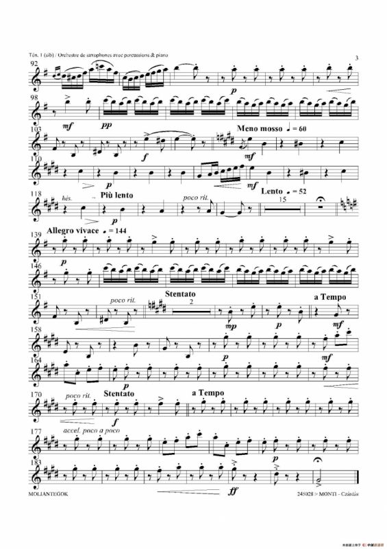 Czardas 查尔达斯（15重奏）（3支次中音萨克斯）