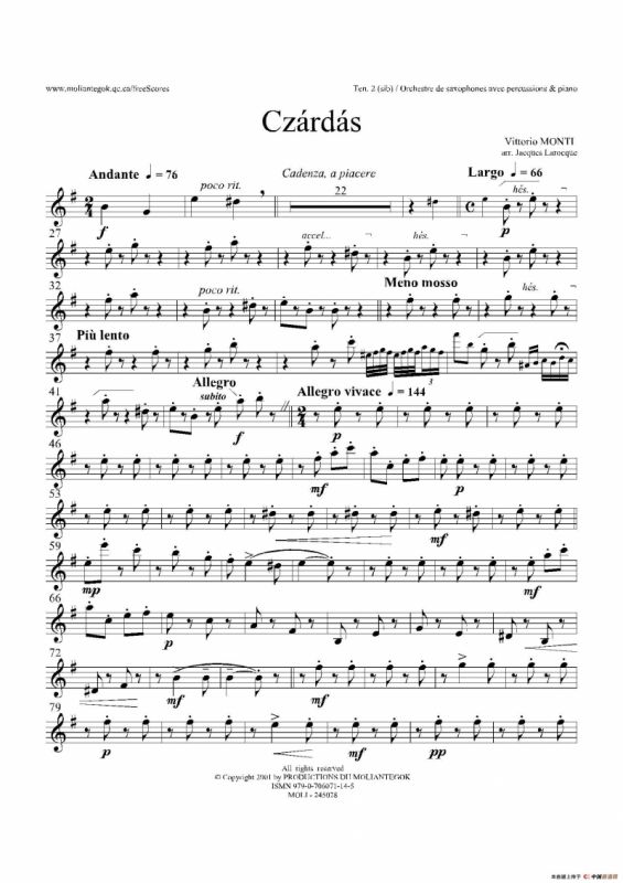 Czardas 查尔达斯（15重奏）（3支次中音萨克斯）