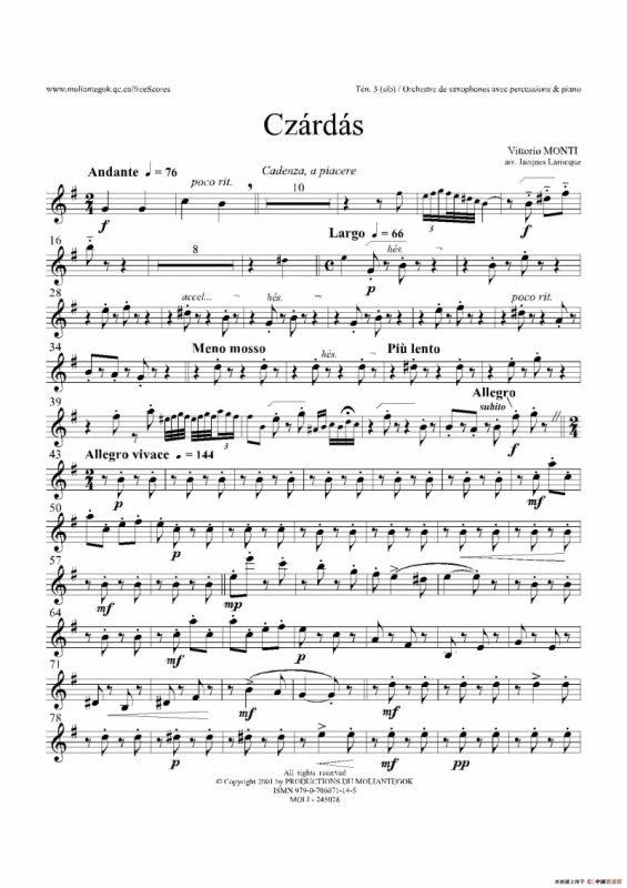 Czardas 查尔达斯（15重奏）（3支次中音萨克斯）