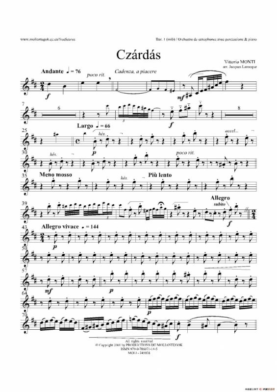 Czardas 查尔达斯（15重奏）（3支上低音萨克斯）