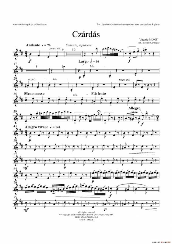 Czardas 查尔达斯（15重奏）（3支上低音萨克斯）