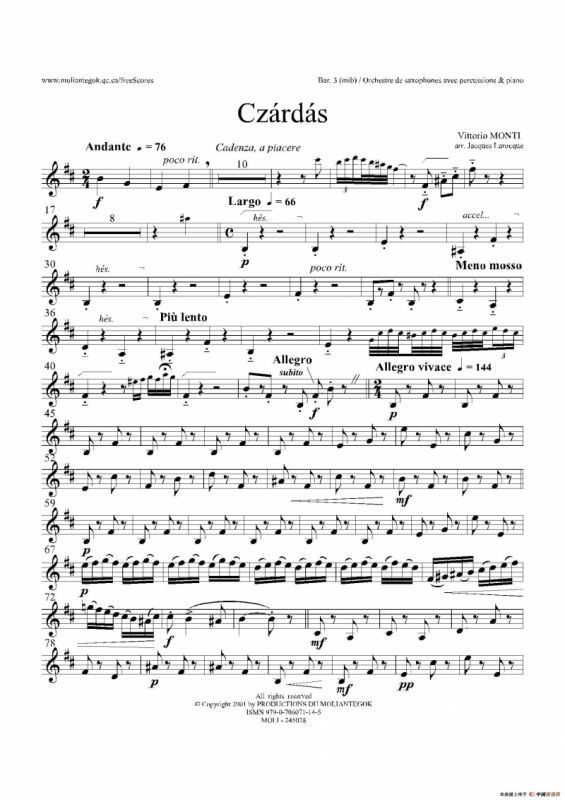 Czardas 查尔达斯（15重奏）（3支上低音萨克斯）