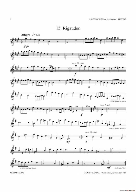 Water Music（HWV.350 No.3）（第二高音萨克斯）