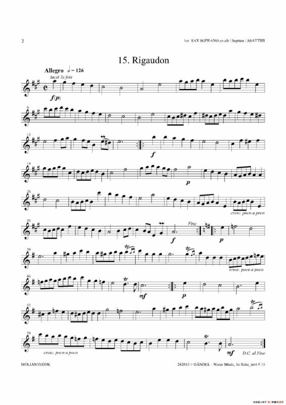 Water Music（HWV.350 No.3）（第一高音萨克斯）