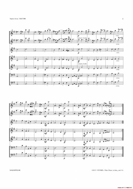 Water Music（HWV.350 No.3）（萨克斯合奏总谱）