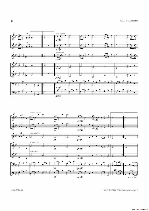 Water Music（HWV.350 No.3）（萨克斯合奏总谱）