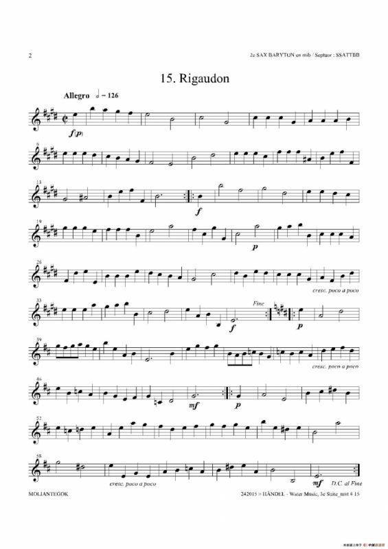 Water Music（HWV.350 No.3）（第二上低音萨克斯）