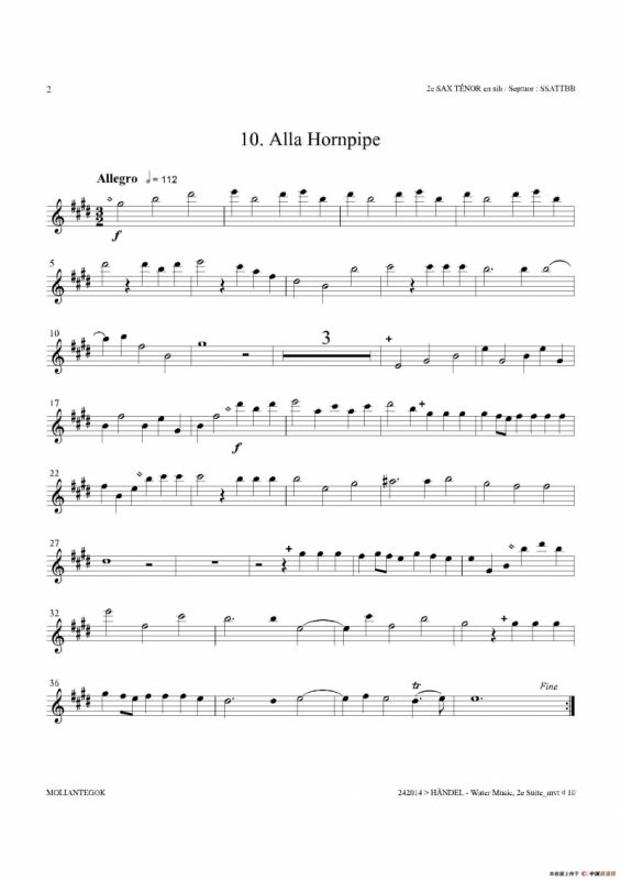 Water Music（HWV.349 No.2）（第二次中音萨克斯）