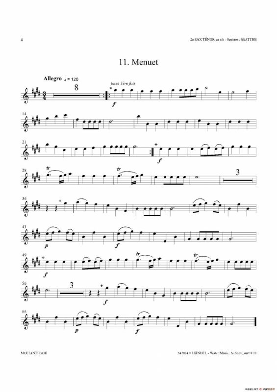 Water Music（HWV.349 No.2）（第二次中音萨克斯）