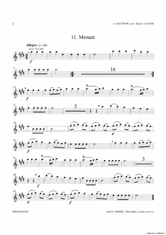 Water Music（HWV.349 No.2）（第一次中音萨克斯）