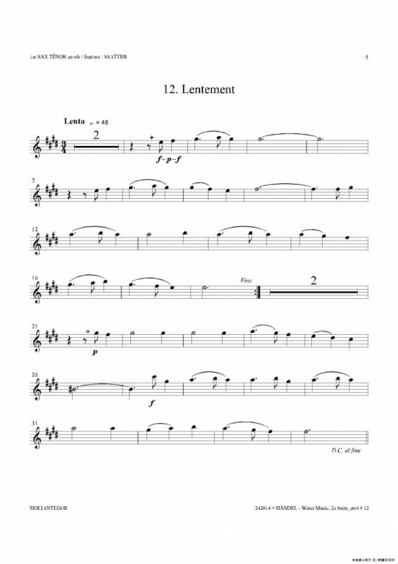 Water Music（HWV.349 No.2）（第一次中音萨克斯）