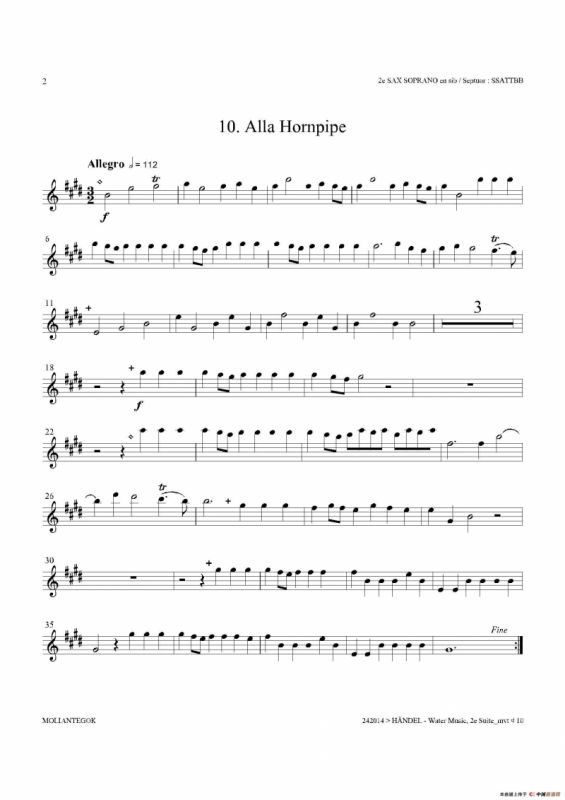 Water Music（HWV.349 No.2）（第二高音萨克斯）