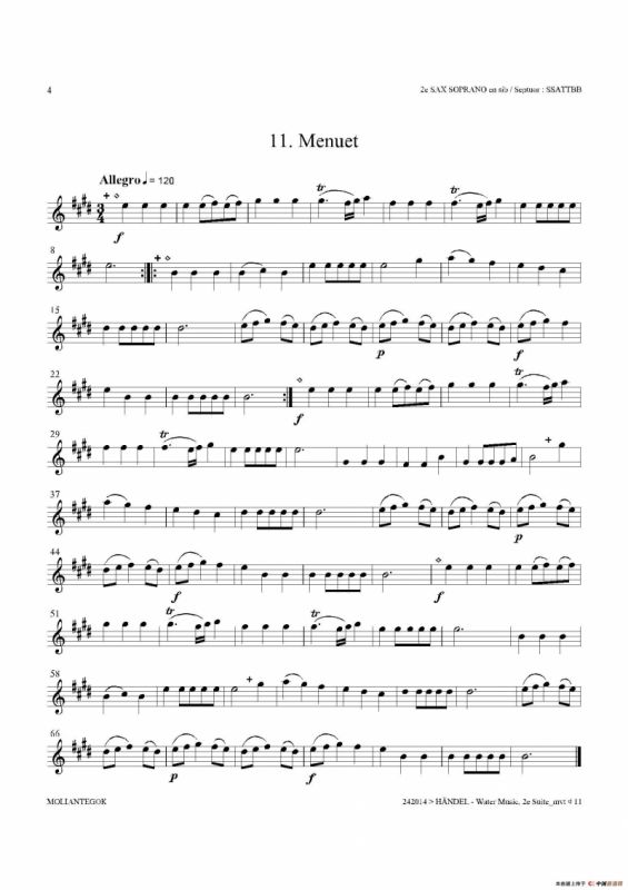 Water Music（HWV.349 No.2）（第二高音萨克斯）