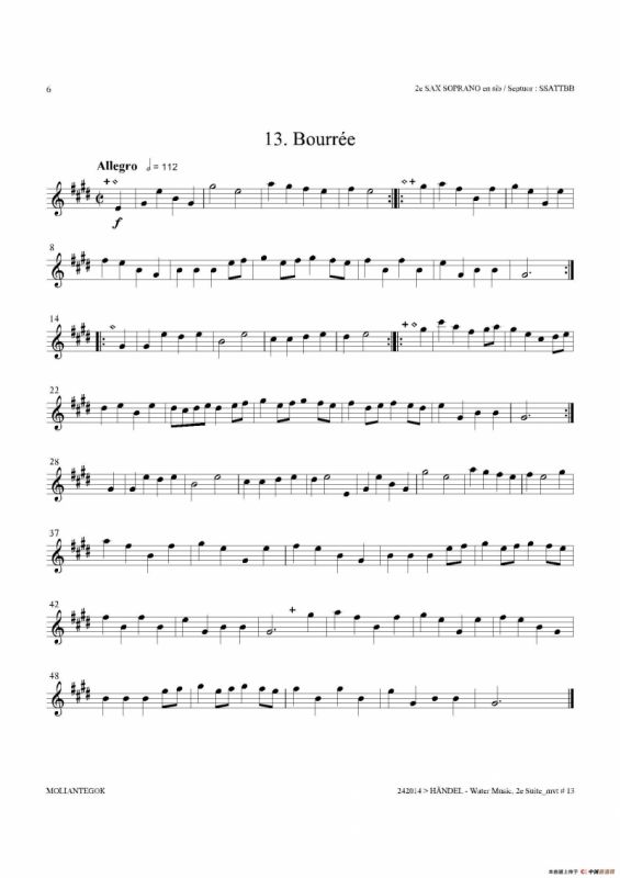 Water Music（HWV.349 No.2）（第二高音萨克斯）
