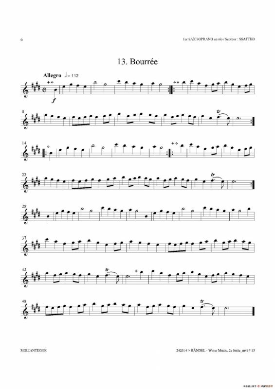 Water Music（HWV.349 No.2）（第一高音萨克斯）