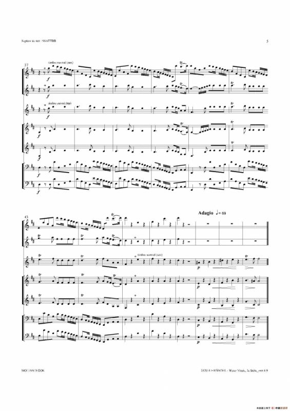 Water Music（HWV.349 No.2）（萨克斯合奏总谱）