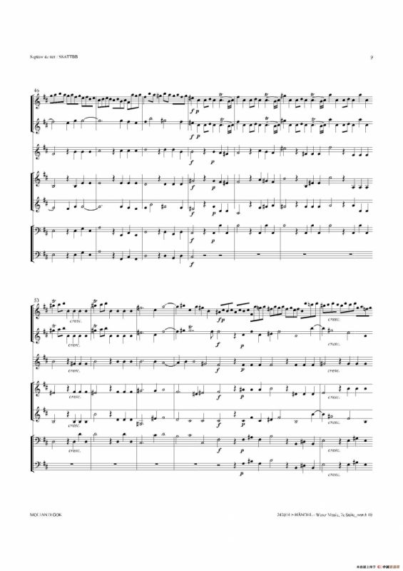 Water Music（HWV.349 No.2）（萨克斯合奏总谱）