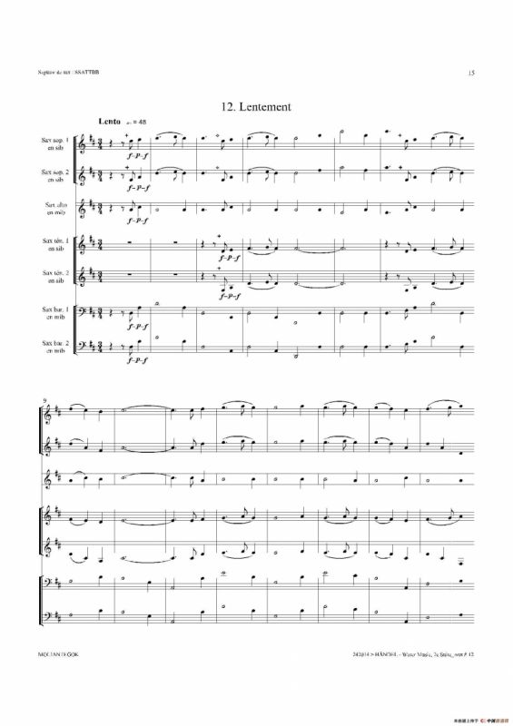 Water Music（HWV.349 No.2）（萨克斯合奏总谱）