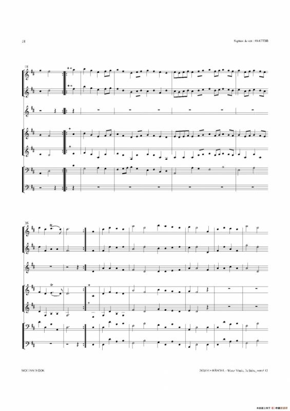 Water Music（HWV.349 No.2）（萨克斯合奏总谱）
