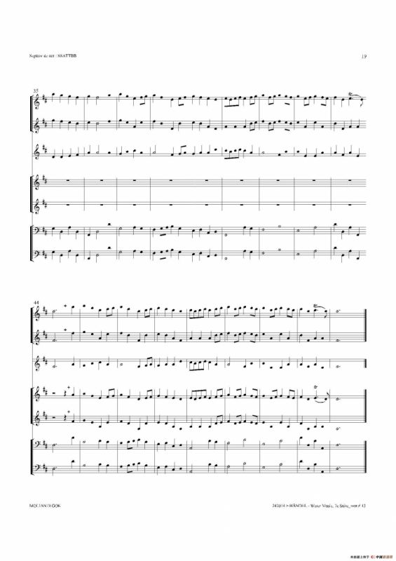 Water Music（HWV.349 No.2）（萨克斯合奏总谱）