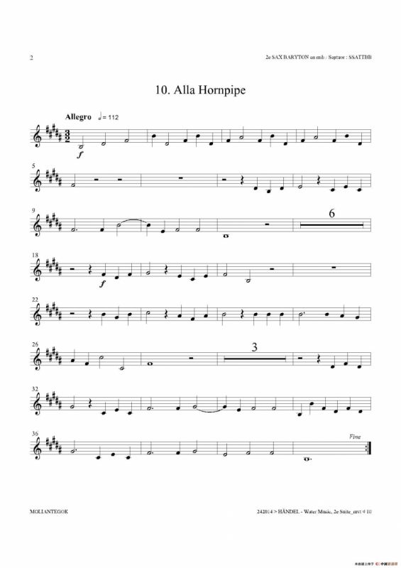Water Music（HWV.349 No.2）（第二上低音萨克斯）