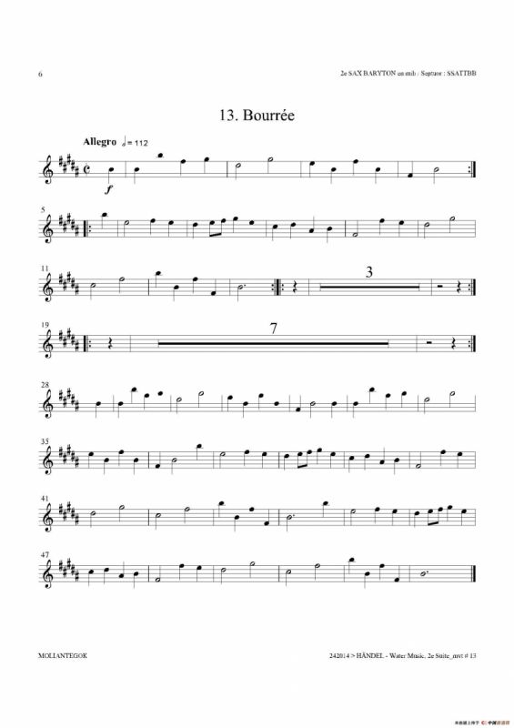 Water Music（HWV.349 No.2）（第二上低音萨克斯）
