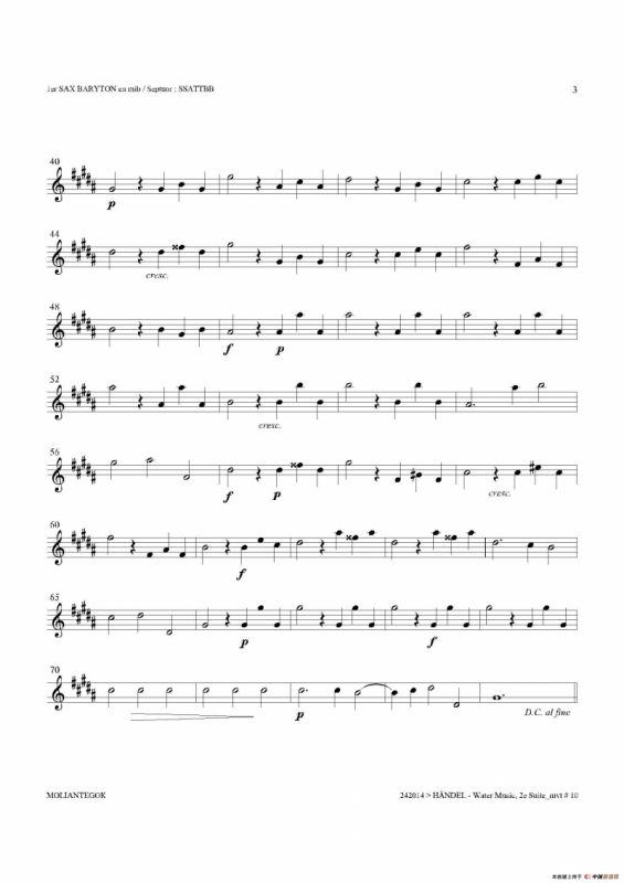 Water Music（HWV.349 No.2）（第一上低音萨克斯）