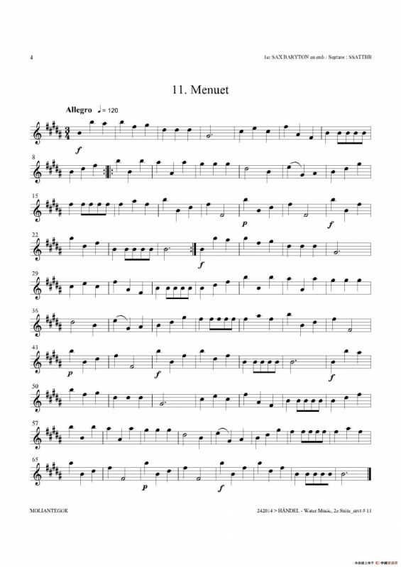 Water Music（HWV.349 No.2）（第一上低音萨克斯）