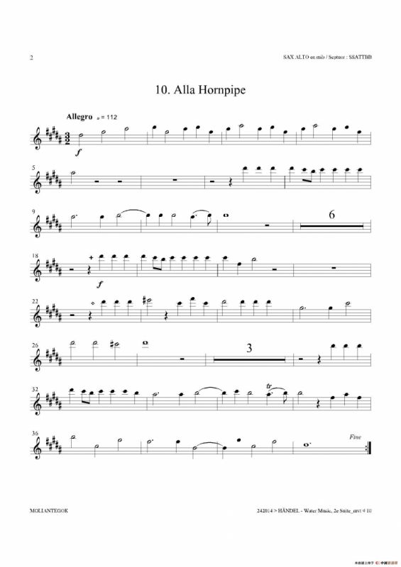 Water Music（HWV.349 No.2）（中音萨克斯）