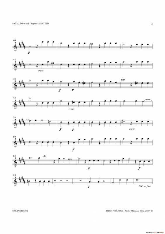 Water Music（HWV.349 No.2）（中音萨克斯）
