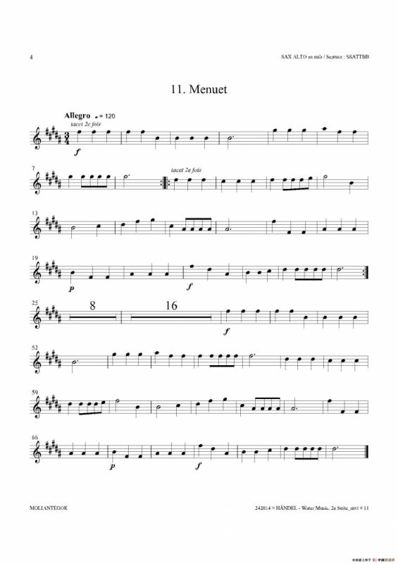 Water Music（HWV.349 No.2）（中音萨克斯）