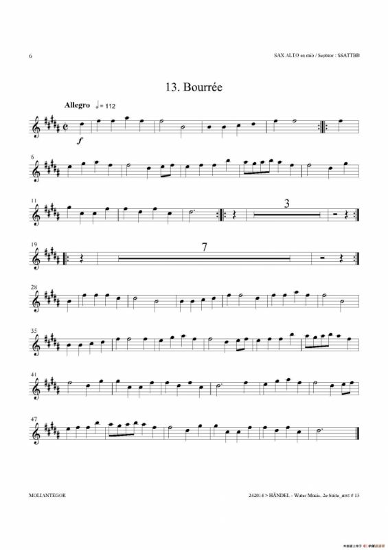 Water Music（HWV.349 No.2）（中音萨克斯）