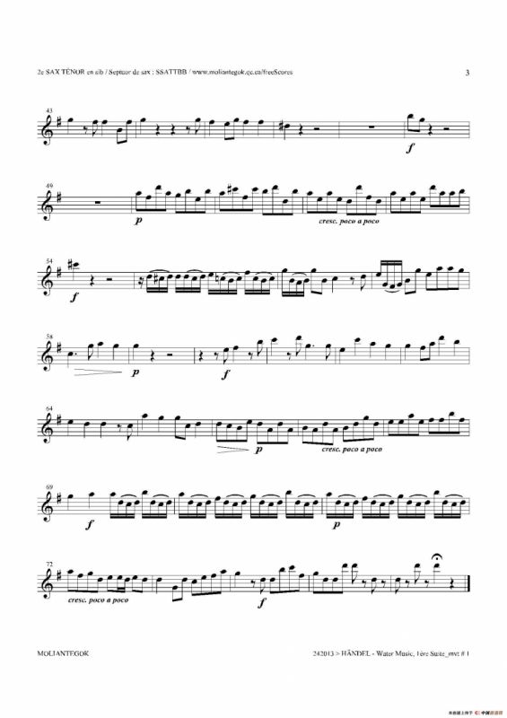Water Music（HWV.348 No.1）（第二次中音萨克斯）