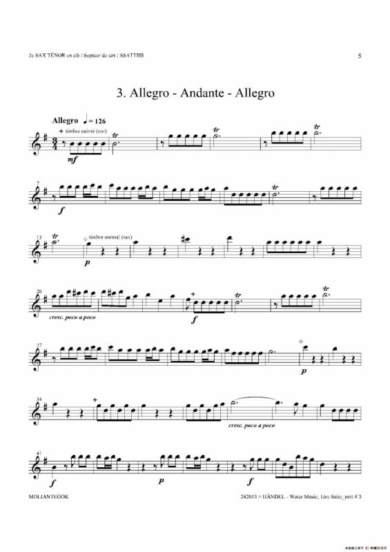 Water Music（HWV.348 No.1）（第二次中音萨克斯）