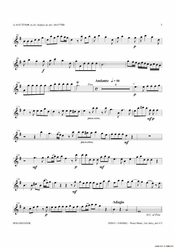 Water Music（HWV.348 No.1）（第二次中音萨克斯）