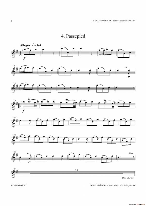 Water Music（HWV.348 No.1）（第二次中音萨克斯）