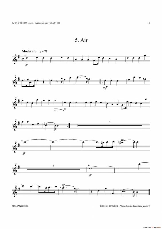 Water Music（HWV.348 No.1）（第二次中音萨克斯）
