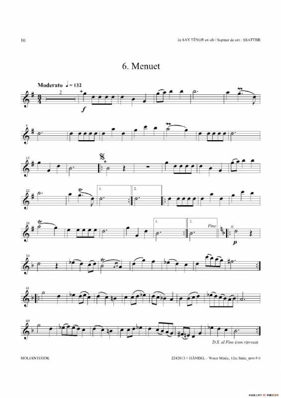 Water Music（HWV.348 No.1）（第二次中音萨克斯）