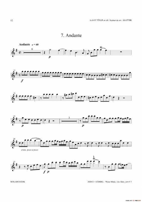 Water Music（HWV.348 No.1）（第二次中音萨克斯）