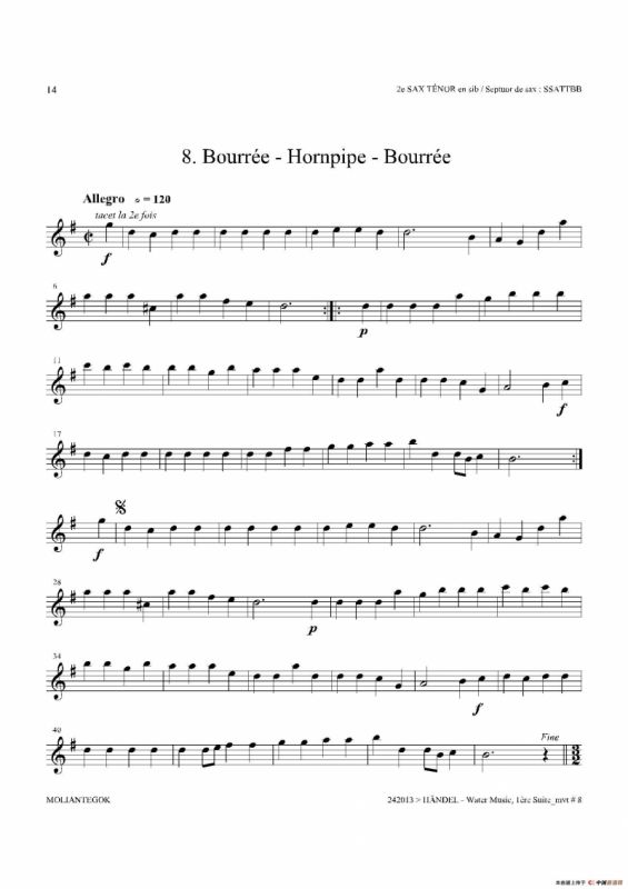 Water Music（HWV.348 No.1）（第二次中音萨克斯）