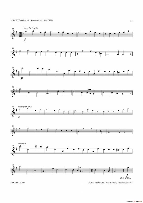 Water Music（HWV.348 No.1）（第二次中音萨克斯）