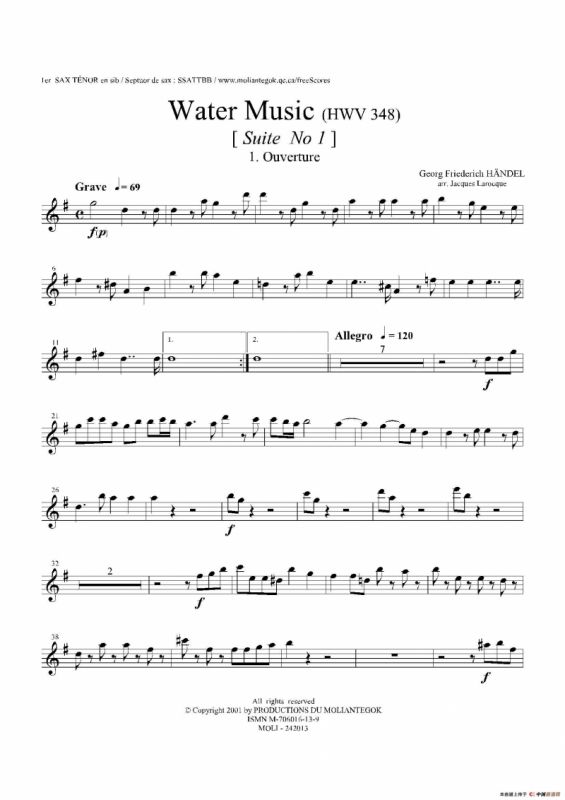 Water Music（HWV.348 No.1）（第一次中音萨克斯）