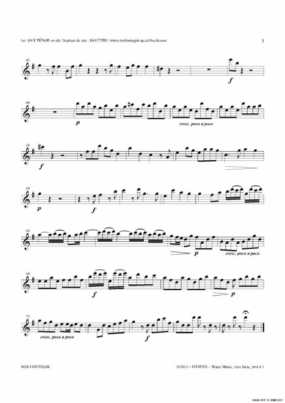 Water Music（HWV.348 No.1）（第一次中音萨克斯）